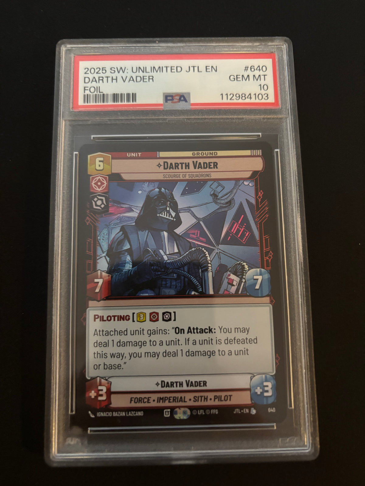 2025 Star Wars Unlimited JTL Darth Vader Foil PSA 10