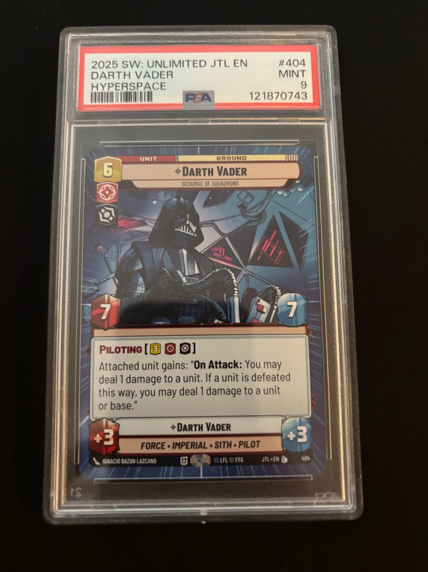 2025 Star Wars Unlimited JTL Darth Vader Hyperspace PSA 9