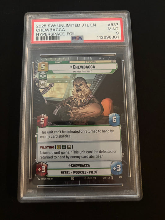 2025 Star Wars Unlimited JTL Chewbacca Hyperspace Foil PSA 9