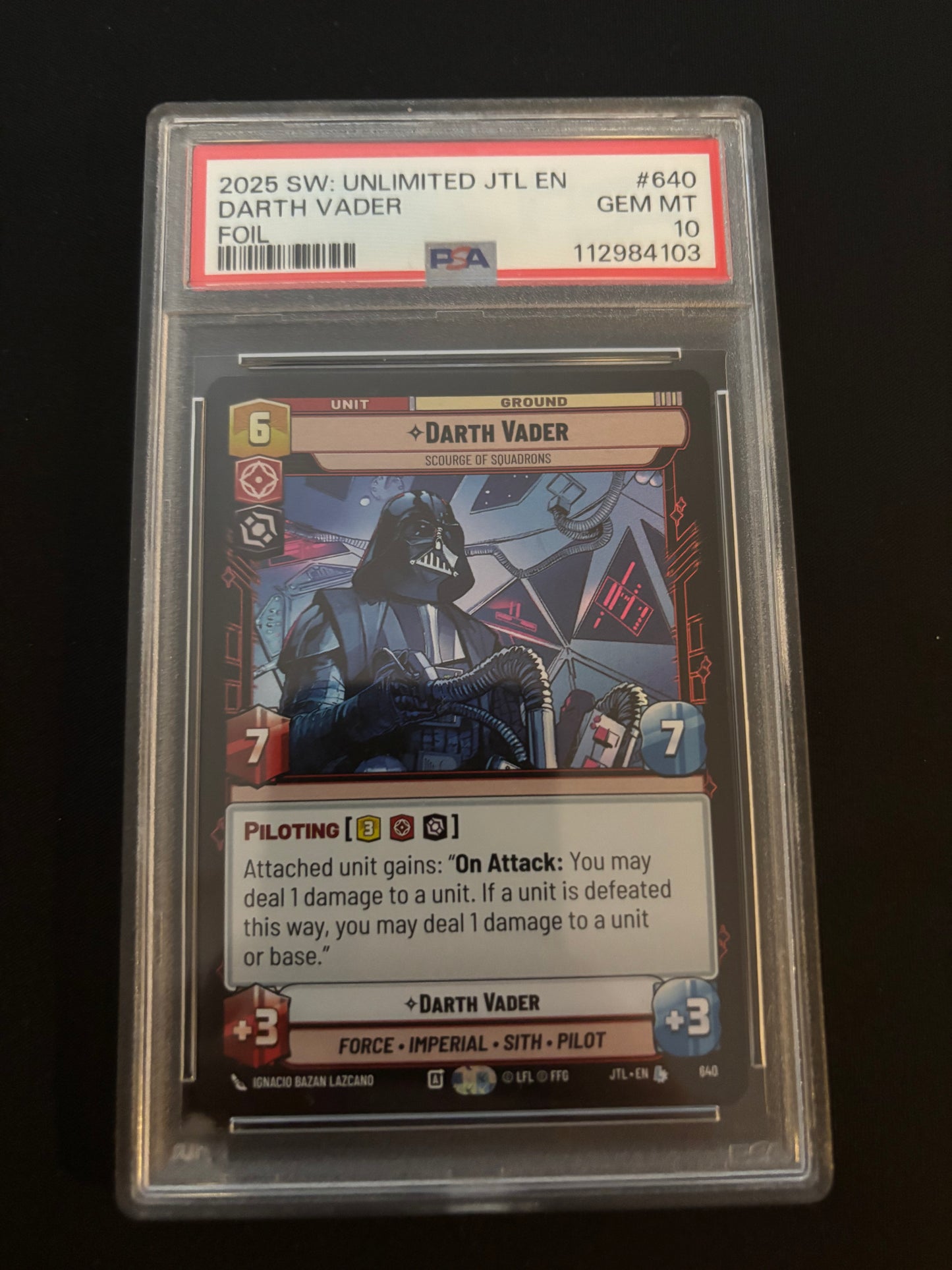 2025 Star Wars Unlimited JTL Darth Vader Foil PSA 10