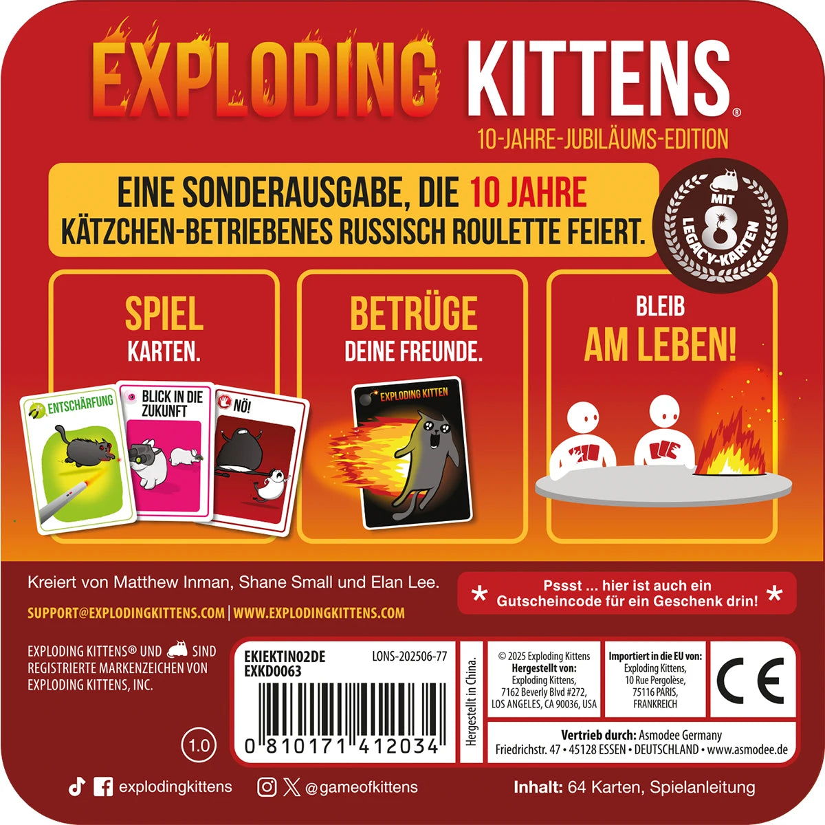 Exploding Kittens 10-Jahre-Jubiläums-Edition Tin